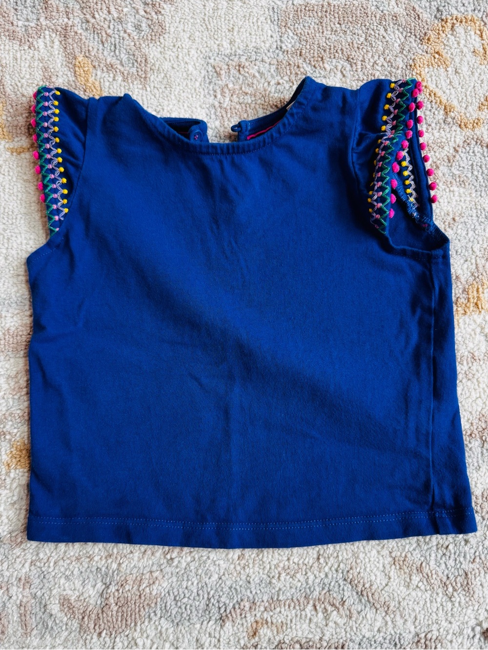 Mini Boden Pom Pom sleeve t shirt blue